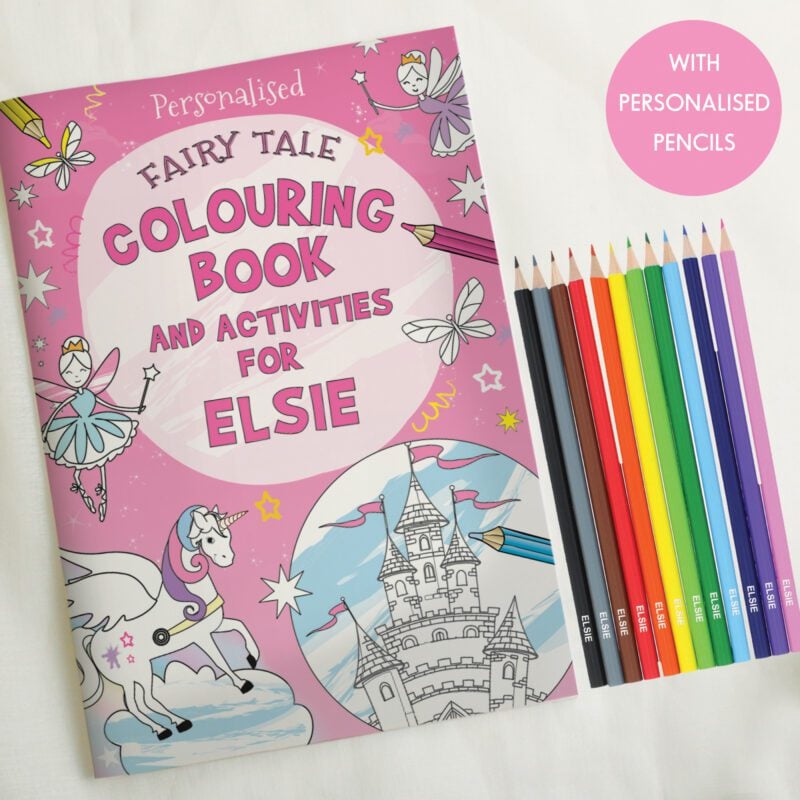 Personalised Princess & Unicorn Colouring Book with Pencil Crayons 10 P0512U77
