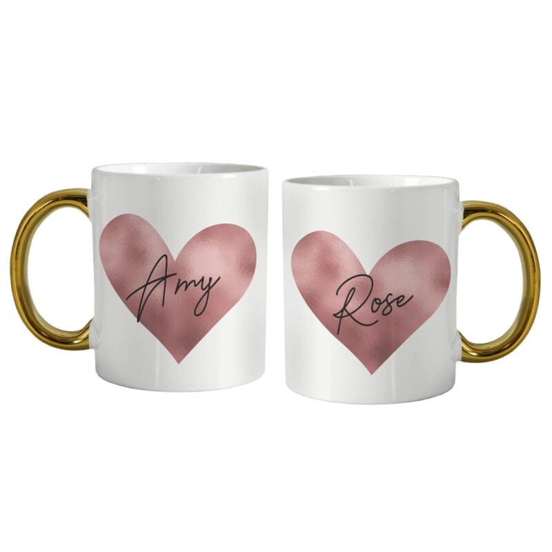 Personalised Heart Gold Handled Mug