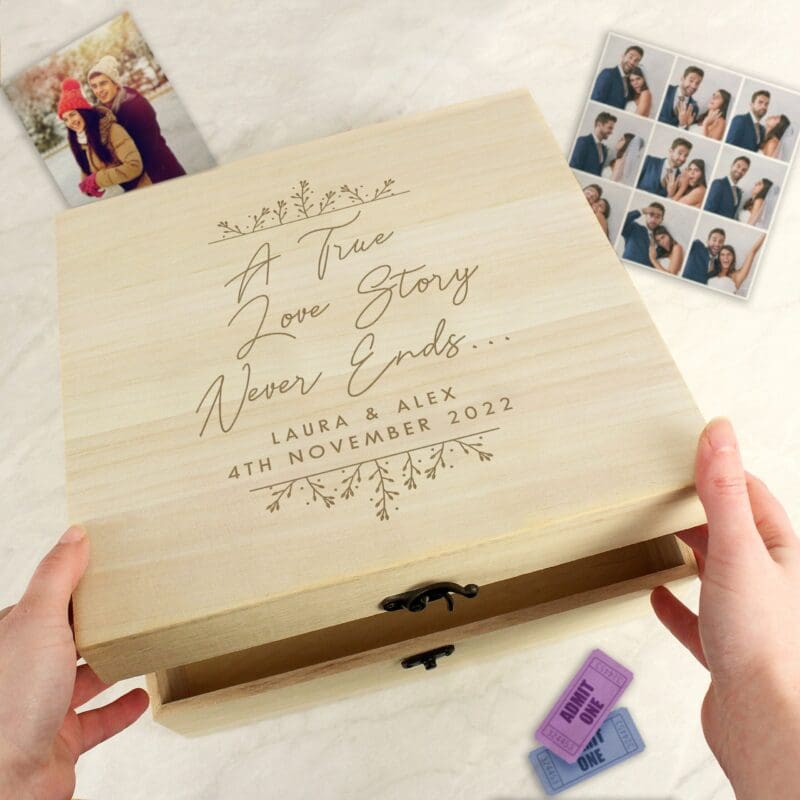 Personalised True Love Story Wooden Keepsake Box