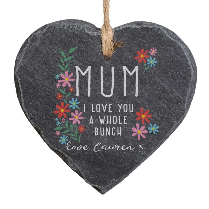 Personalised I Love You A Whole Bunch Hanging Slate Heart