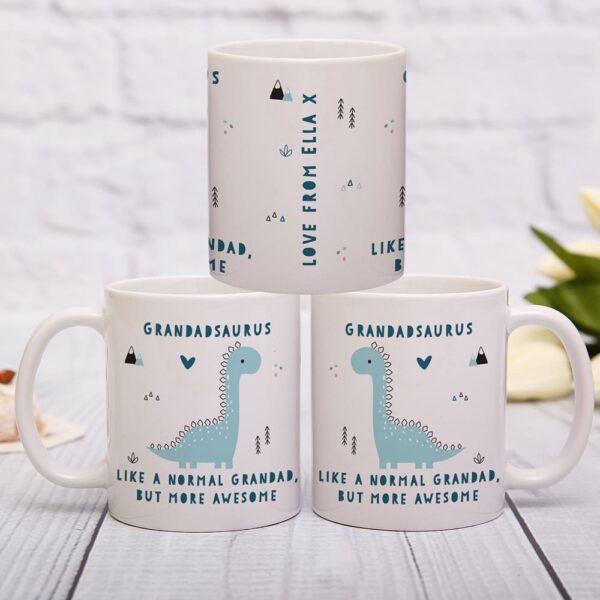 Personalised More Awesome Blue Dinosaur Mug