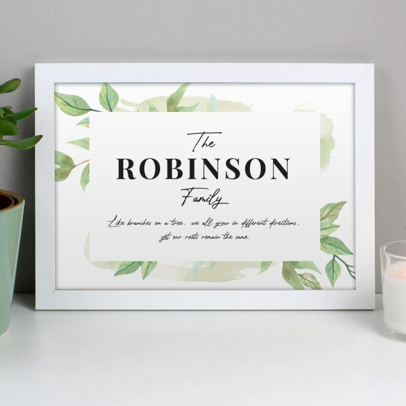 Personalised Family Tree White A4 Framed Print
