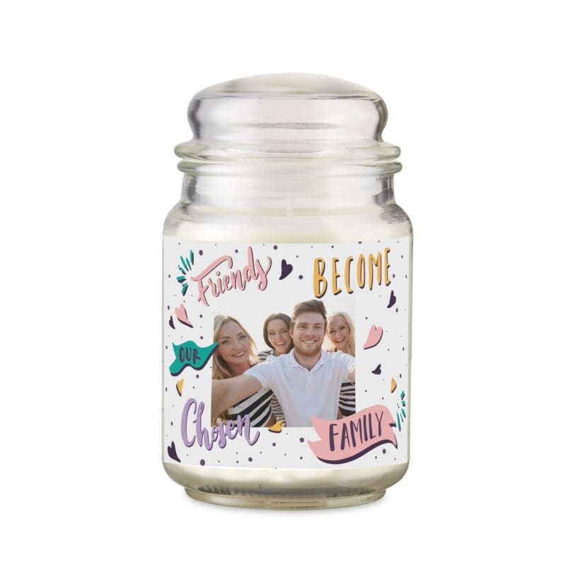 Personalised Chosen Family Photo Upload Large Scented Jar Candle
