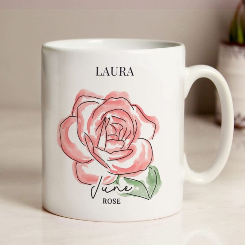 Personalised Flower of the Month Mug