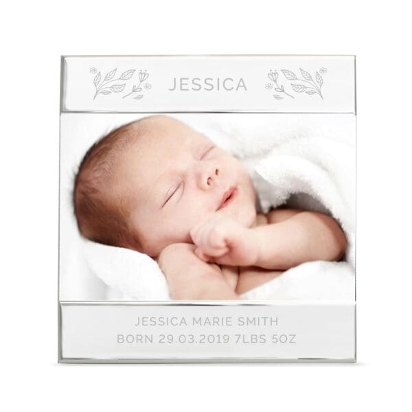 Personalised Silver Floral 6x4 Photo Frame