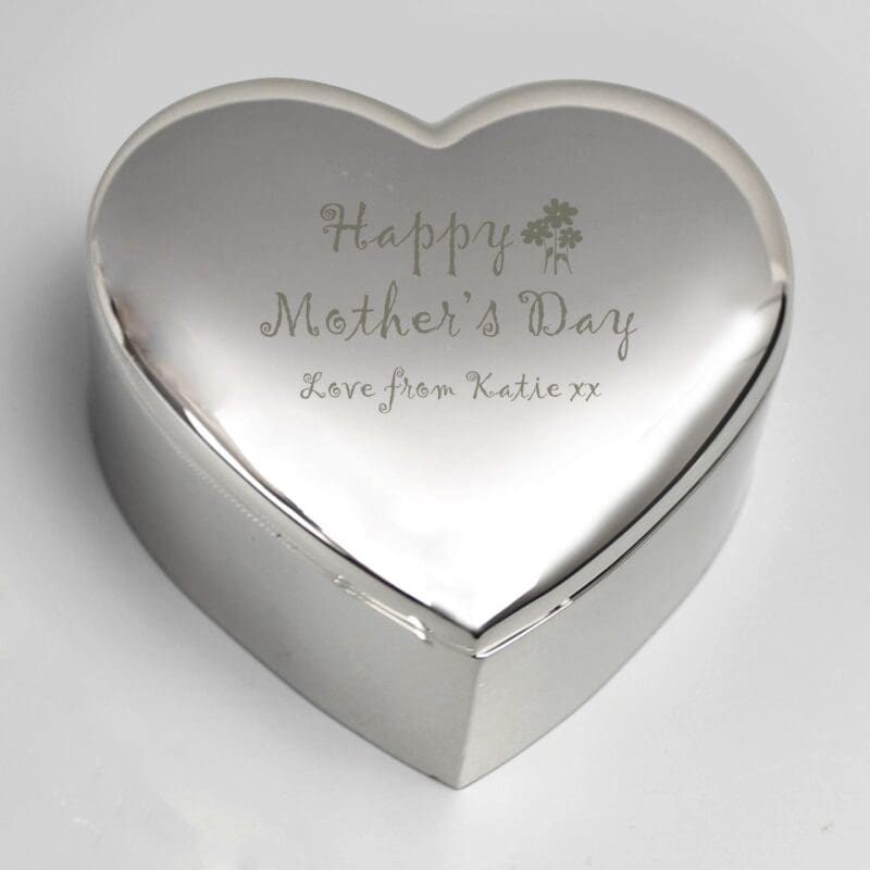 Personalised Happy Mothers Day Heart Trinket Box