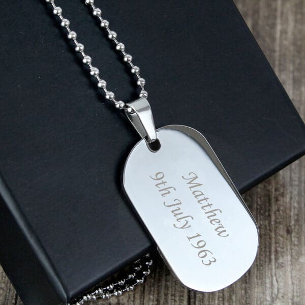 Personalised Stainless Steel Dog Tag Necklace 9 Personalised Stainless Steel Dog Tag Necklace