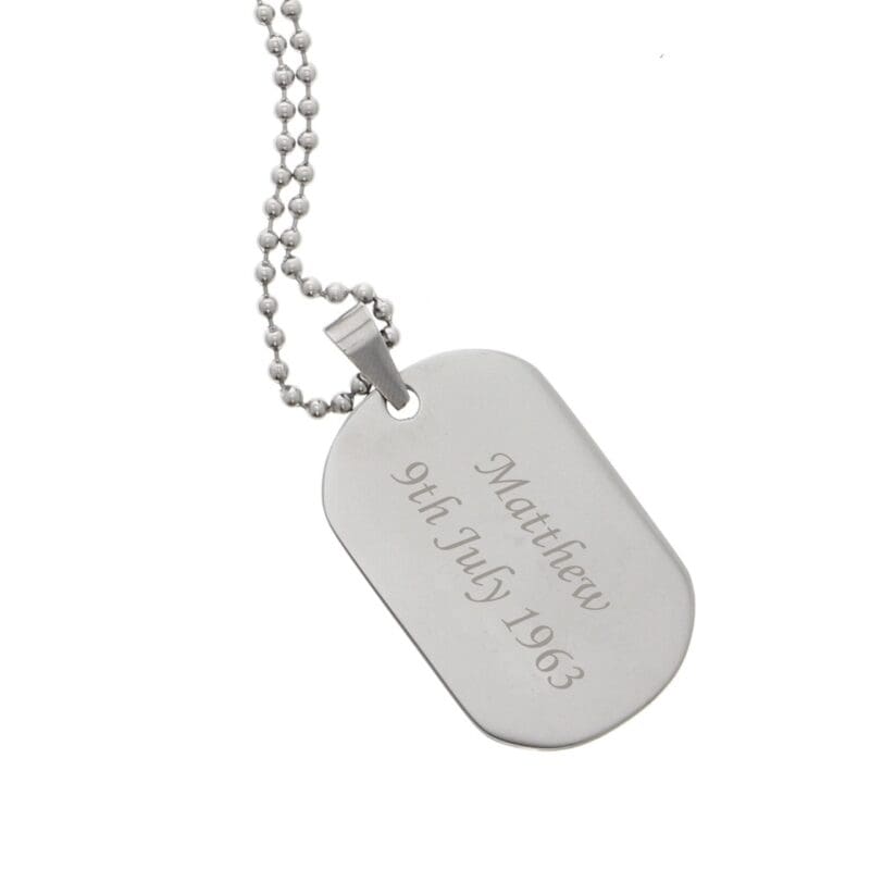 Personalised Stainless Steel Dog Tag Necklace