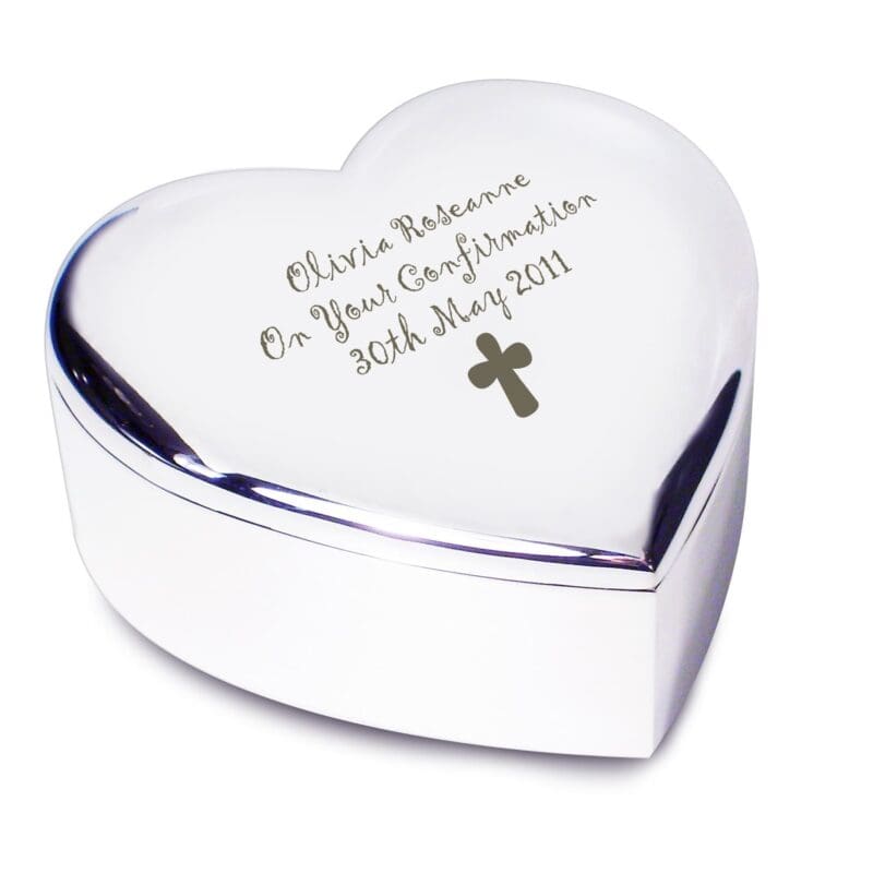 Personalised Cross Heart Trinket Box