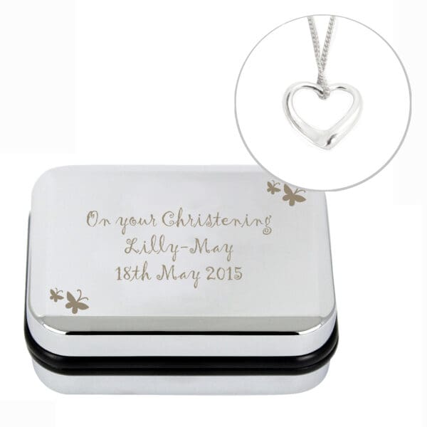 Personalised Butterfly Heart Necklace and Box