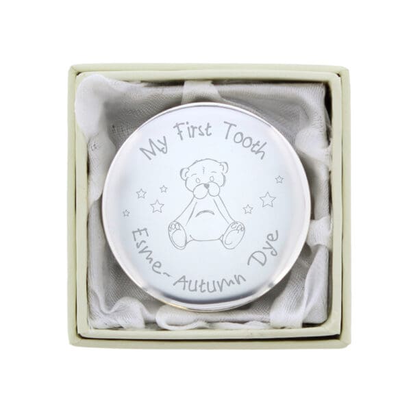 Personalised Teddy My First Tooth Trinket Box