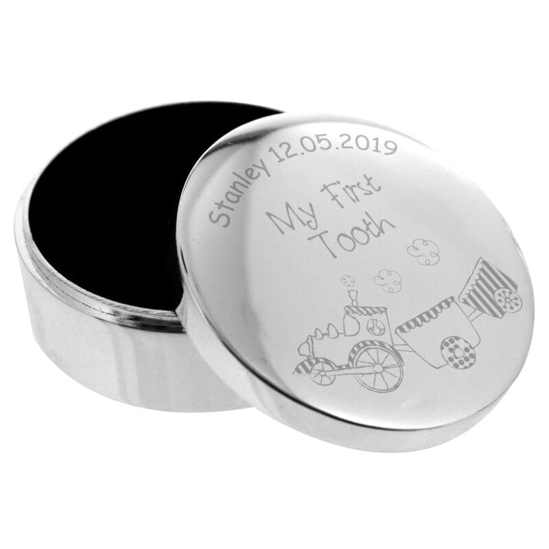 Personalised Train My First Tooth Trinket Box