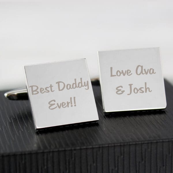 Personalised Any Message Square Cufflinks - 2 lines 13 Personalised Any Message Square Cufflinks - 2 lines