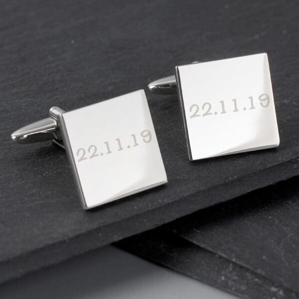 Personalised Any Message Square Cufflinks - 1 line 20 Personalised Any Message Square Cufflinks - 1 line