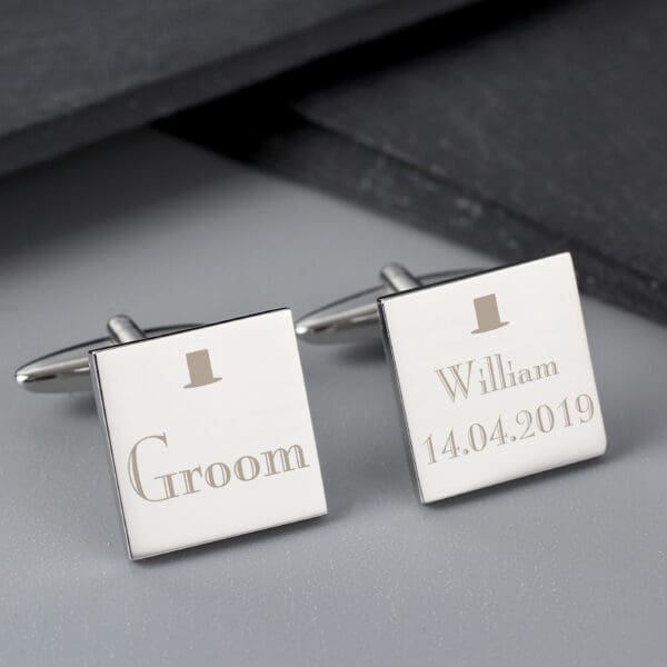 Personalised Decorative Wedding Groom Square Cufflinks 4 Personalised Decorative Wedding Groom Square Cufflinks