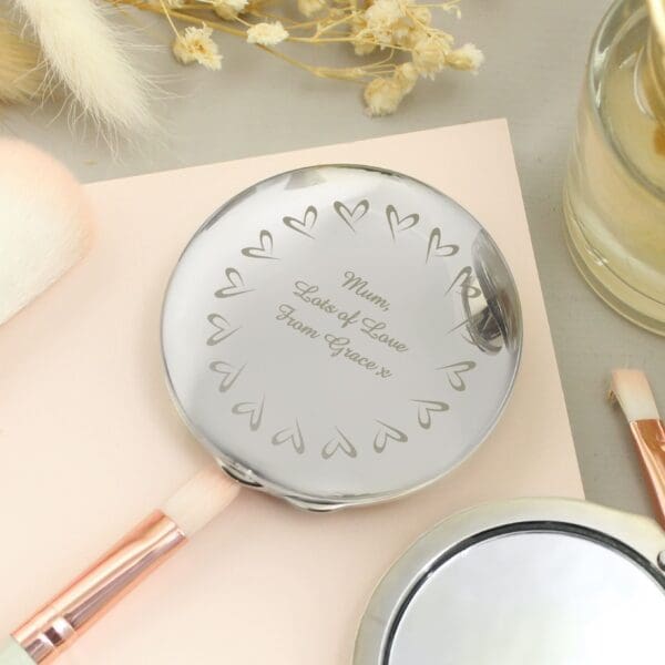 Personalised Small Hearts Compact Mirror