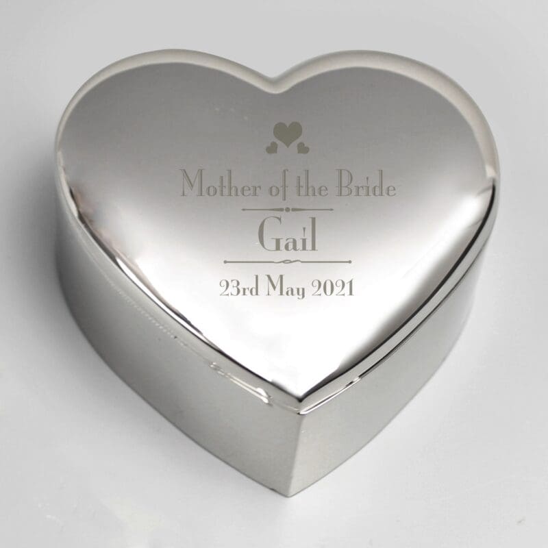 Personalised Decorative Wedding Mother of the Bride Heart Trinket Box