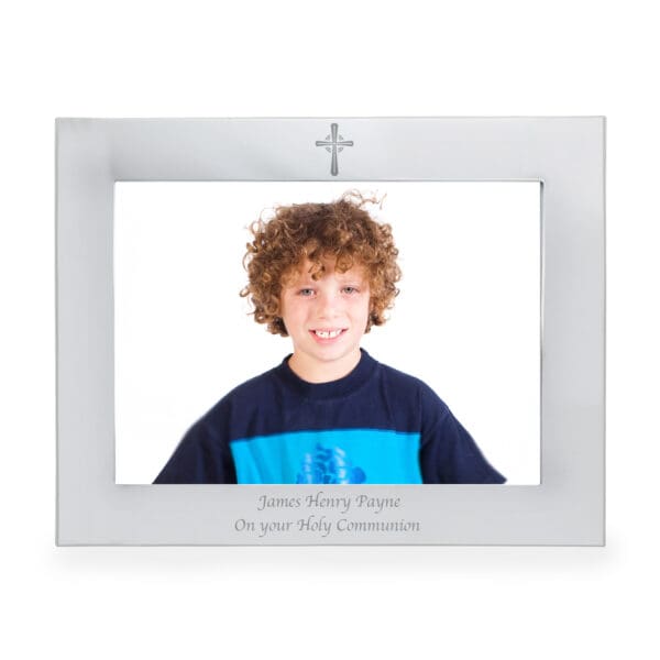 Personalised Silver 5x7 Landscape Cross Photo Frame