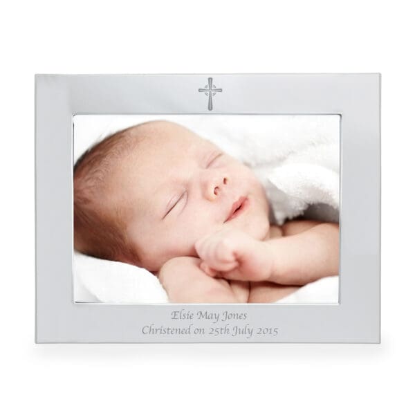 Personalised Silver 5x7 Landscape Cross Photo Frame