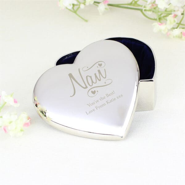 Personalised Nan Swirls & Hearts Trinket Box