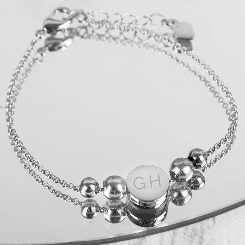 Personalised Silver Plated Initials Disc Bracelet