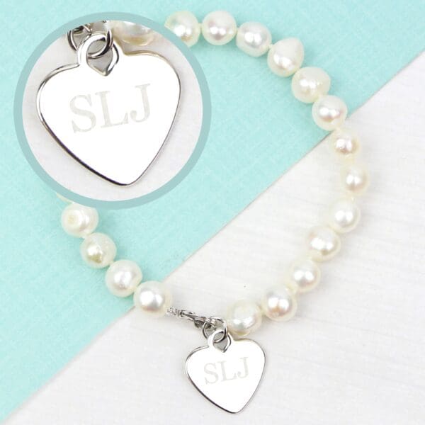 Personalised White Freshwater Pearl Initial Bracelet 16 Personalised White Freshwater Pearl Initial Bracelet