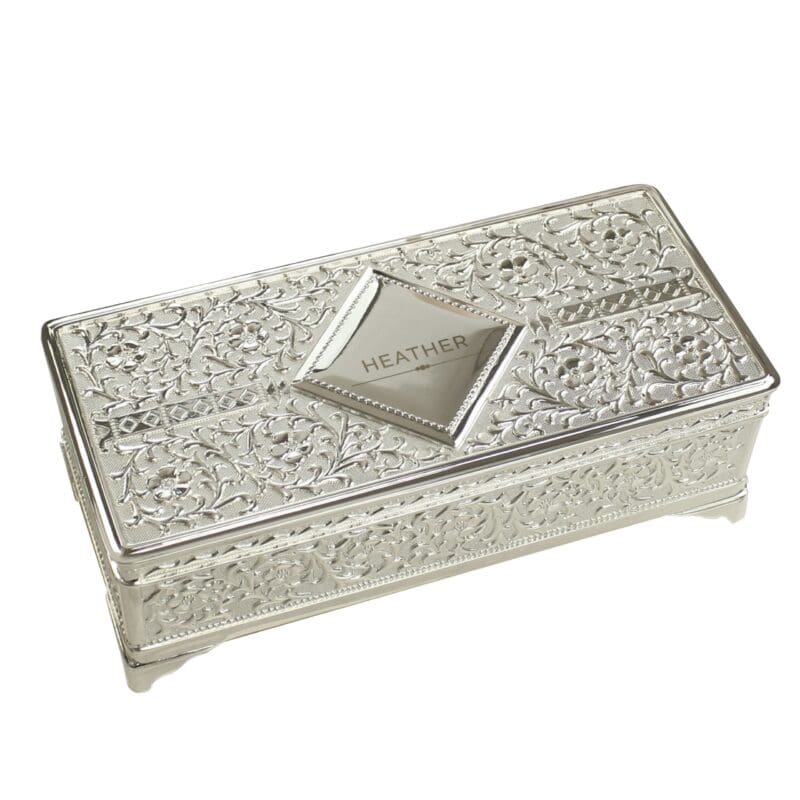 Personalised Classic Antique Silver Plated Jewellery Box