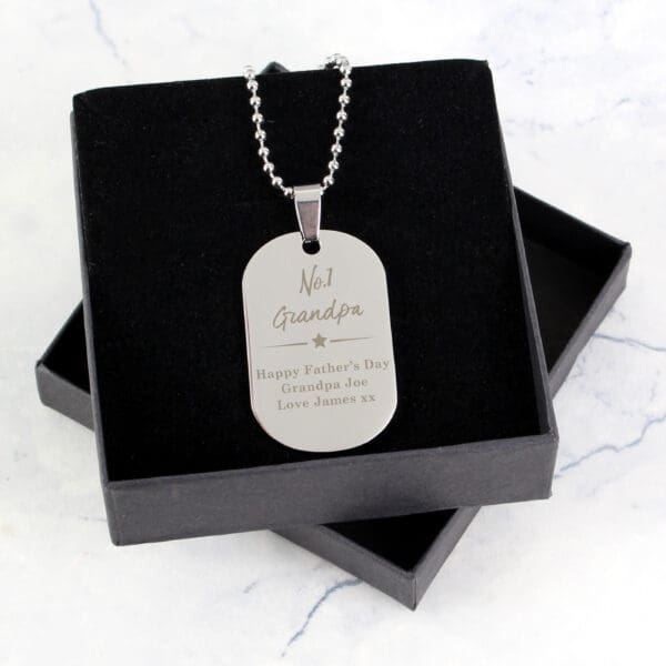 Personalised No.1 Stainless Steel Dog Tag Necklace