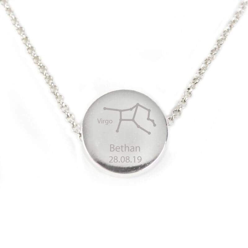 Personalised Virgo Zodiac Star Sign Silver Tone Necklace (August 23rd - September 22nd)