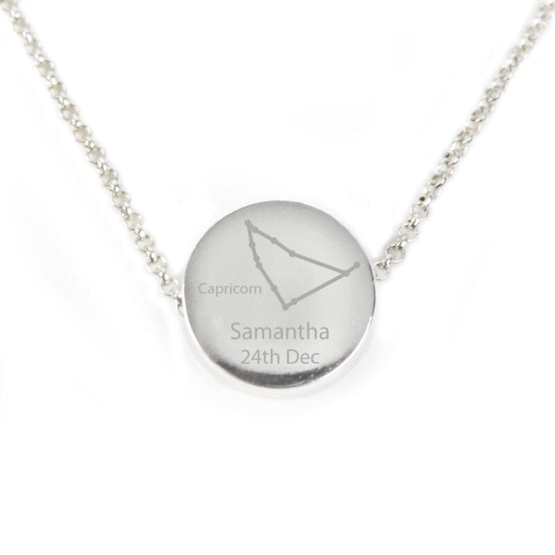 Personalised Capricorn Zodiac Star Sign Silver Tone Necklace (December 22nd - 19th January)
