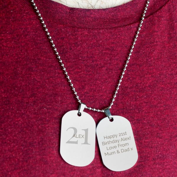 Personalised Big Age Stainless Steel Double Dog Tag Necklace