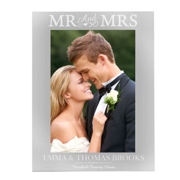Personalised Mr & Mrs 5x7 Silver Photo Frame