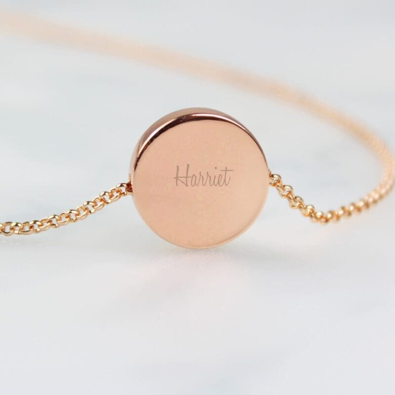 Personalised Any Name Rose Gold Tone Disc Necklace