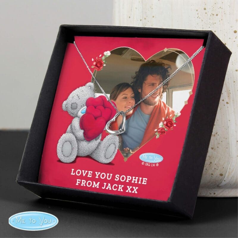 Personalised Me To You Photo Upload Heart Necklace and Box
