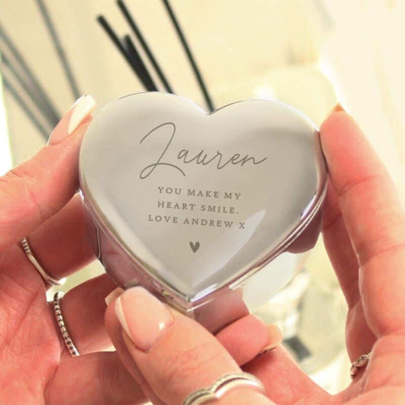 Personalised Name and Message Heart Trinket Box