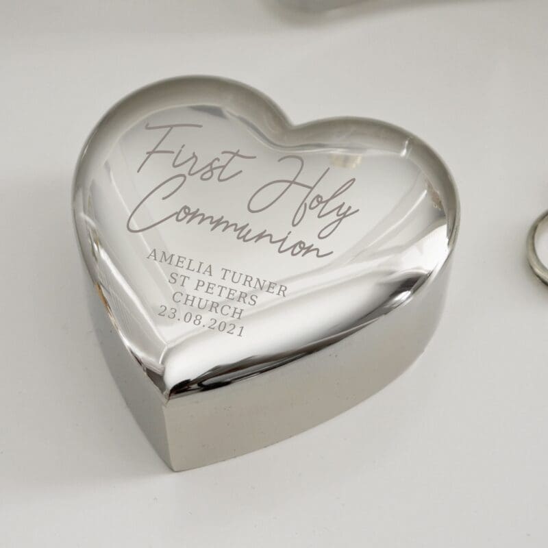 Personalised First Holy Communion Heart Trinket Box