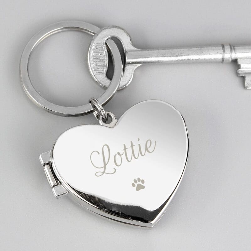 Personalised Paw Print Heart Photo Frame Keyring 27 Personalised Paw Print Heart Photo Frame Keyring
