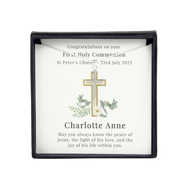 Personalised Floral Sentiment Cross Necklace and Box