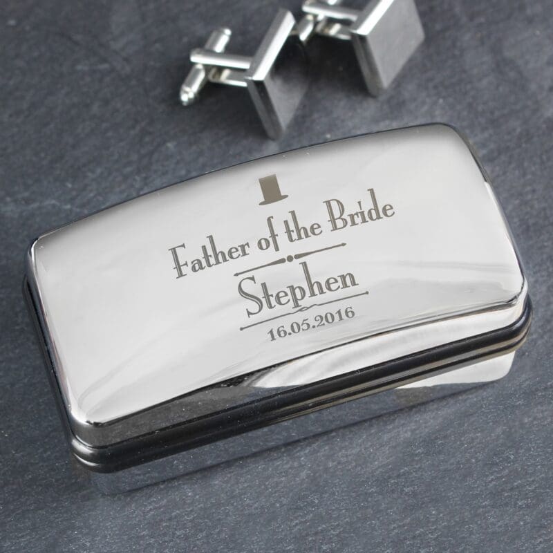 Personalised Decorative Wedding Father of the Bride Cufflink Box