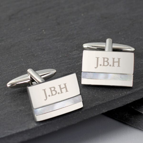 Personalised Mother of Pearl Cufflinks 2 Personalised Mother of Pearl Cufflinks