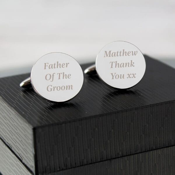 Personalised Any Message Round Cufflinks 13 Personalised Any Message Round Cufflinks
