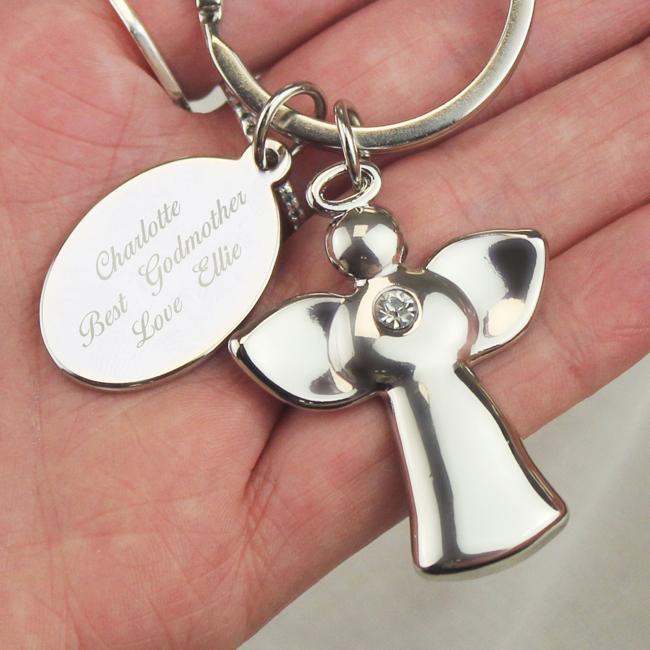 Personalised Silver Plated Angel Keyring 2 Personalised Silver Plated Angel Keyring