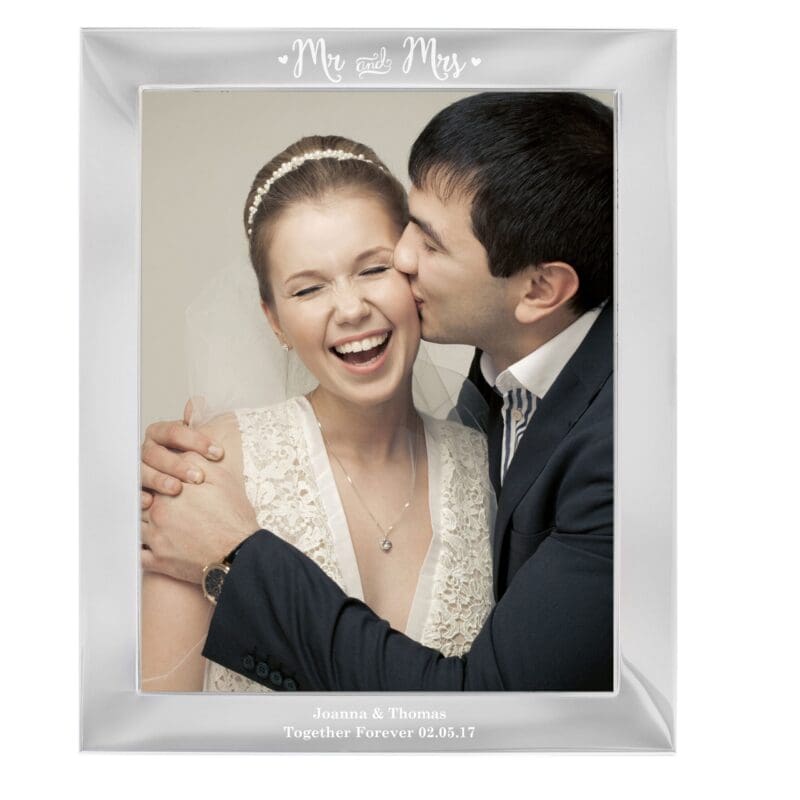 Personalised Mr & Mrs 10x8 Silver Photo Frame