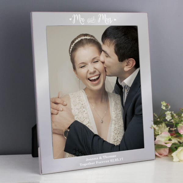 Personalised Mr & Mrs 10x8 Silver Photo Frame