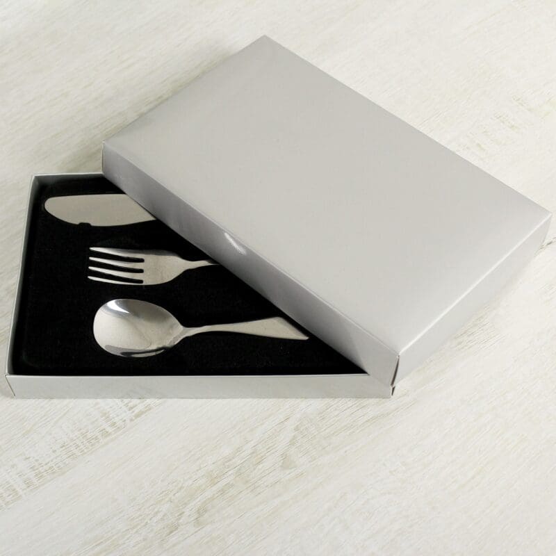Personalised 3 Piece Swirls & Hearts Cutlery Set
