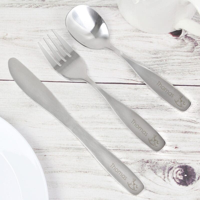 Personalised 3 Piece Rocking Horse Cutlery Set