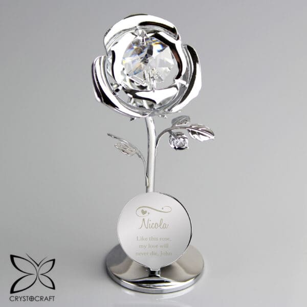 Personalised Swirls & Hearts Crystocraft Rose Ornament