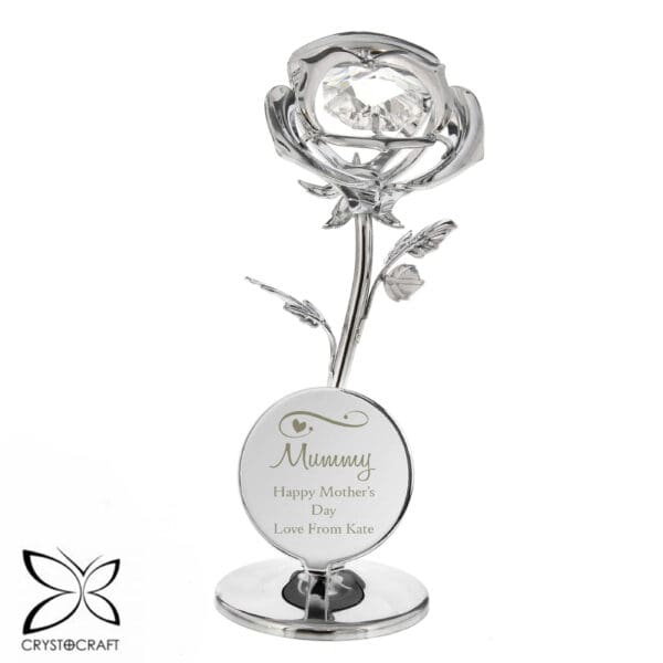 Personalised Swirls & Hearts Crystocraft Rose Ornament