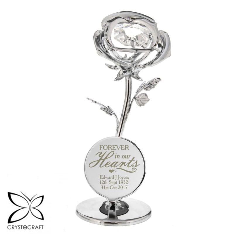 Personalised Forever in Our Hearts Crystocraft Rose Ornament