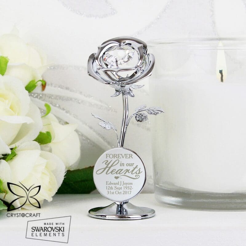 Personalised Forever in Our Hearts Crystocraft Rose Ornament